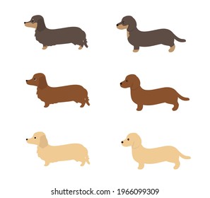 
Vector Illustration Set of Dachshund. 
Sideways.