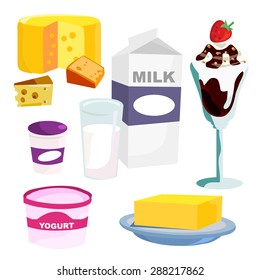 A Vector Illustration Set Of Dairy Food.