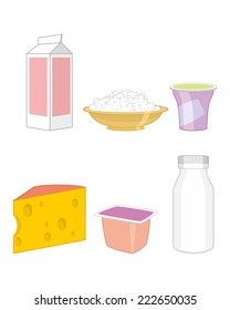 Vector illustration set of a dairy products