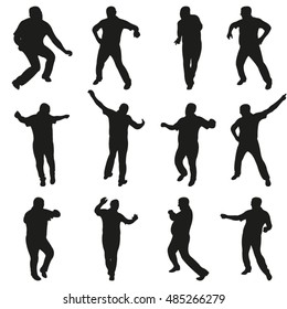 Vector Illustration. Set of Dancing Man Silhouettes