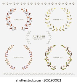 Vector illustration set of decorative autumn leaf wreaths