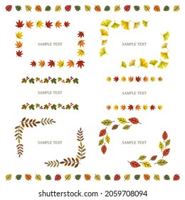 Conjunto de ilustraciones vectoriales de marcos decorativos de hojas de otoño