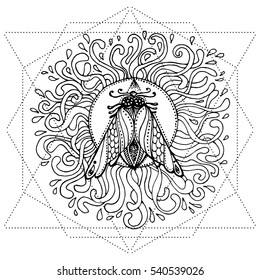 Vector illustration set. Decorative vector elements. Hand drawn. Prints for t-shirts and other textiles. Coloring book for adults