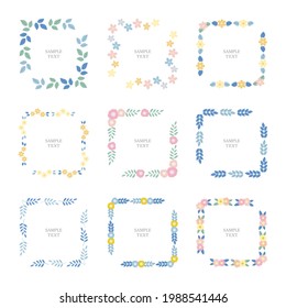 Conjunto de ilustraciones vectoriales de marcos decorativos de flores y hojas