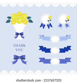 Vector illustration set of decorative flower and ribbons for Father's day