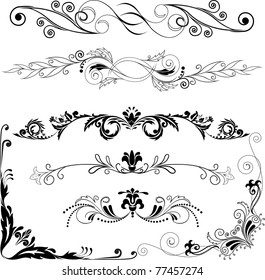 Vector illustration:  set of decorative horizontal and angular elements for design