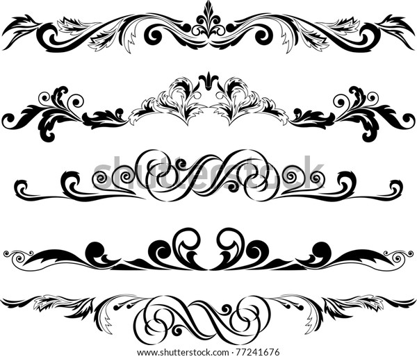 Vector illustration:  set of decorative horizontal\
elements for design