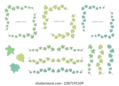 Vector illustration set of decorative ivy leaves and ivy vines.