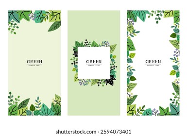 Vector illustration set of decorative leaves vertical banners