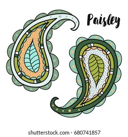 Vector illustration. Set of decorative paisley templates.