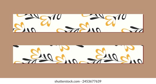Vector illustration of a set of decorative ribbon stripes. Masking tape, satin or corsage, grssgrain tape, adhesive tapes for frames, scrapbooking. Packing patterned ribbons with foral ornament.