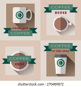 vector illustration set deducted to coffee shop in flat design style