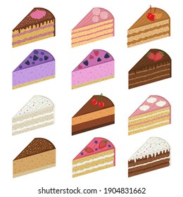 Vector illustration set of delicious cakes for the holiday.