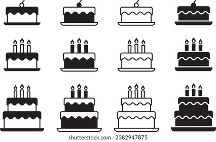 Vector illustration set of delicious looking cakes