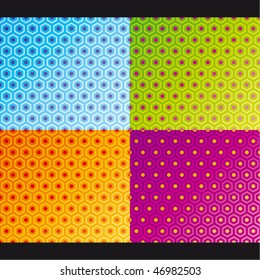 Vector illustration set depicting abstract honeycomb pattern.