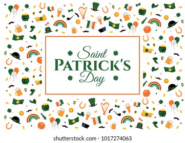 vector illustration. set of design elements on white background. The feast day of Saint Patrick is celebrated on March 17 in Ireland. set of thematic elements pattern