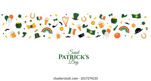 vector illustration. set of design elements on white background. The feast day of Saint Patrick is celebrated on March 17 in Ireland. set of thematic elements pattern