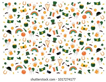 vector illustration. set of design elements on white background. The feast day of Saint Patrick is celebrated on March 17 in Ireland. set of thematic elements pattern