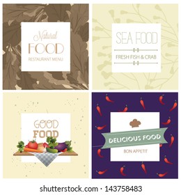 Vector illustration. Set of design elements for the menu on the chalkboard. Vector vegetables illustration. Background can be used for wallpaper, web page background.