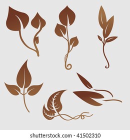 Vector illustration set of design plants silhouettes