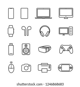 Vector illustration set device line icons.