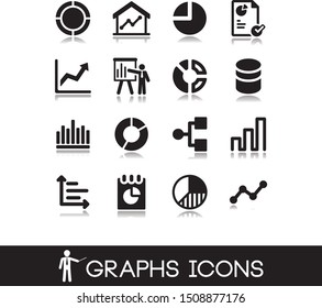  Vector illustration. Set of diagram and graphs icons.