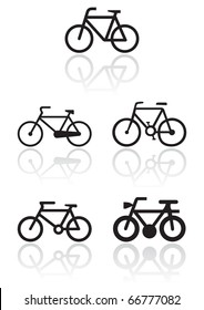 Vector illustration set of different bike symbols. All vector objects are isolated. Colors and transparent background color are easy to adjust.