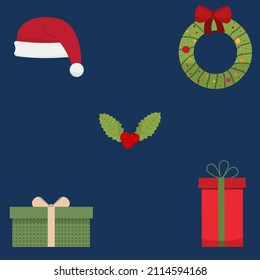 Vector illustration of a set of different Christmas items. These elements can be used to create your own, creative designs.