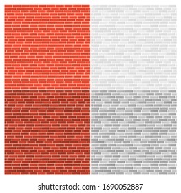Vector illustration set of different color bricks. Bricks texture, vintage retro style seamless pattern of brick wall.