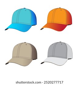 Vector illustration of a set of different colored hats.