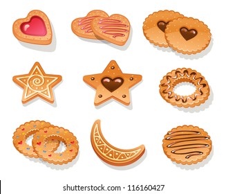 Vector illustration of Set of different cookies