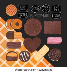 Vector illustration of Set of different cookies
