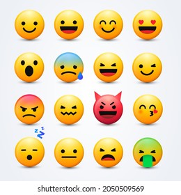 Vector Illustration Set Of Different Emoticons