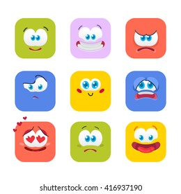 Vector illustration of the set of different emoticons isolated on white background