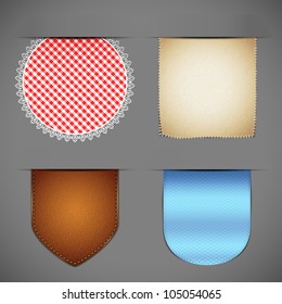 vector illustration of set of different fabric textured label