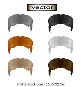 Vector illustration of set of different hair colors men hairstyle image placement on the two sides parted in the middle