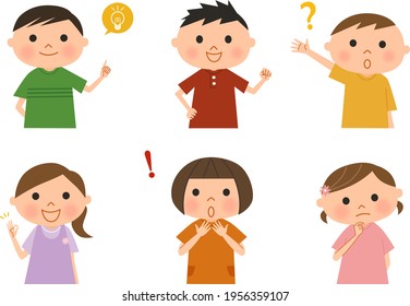 Vector illustration set of different kids with various postures