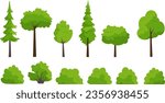 Vector illustration set of different kinds of trees and bush.