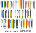 Vector illustration of set of different pens