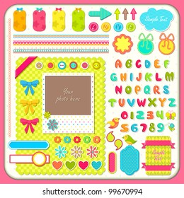 vector illustration of set of different scrapbook design element