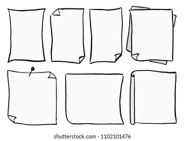 vector illustration of a set of different scribbled notepads with free space