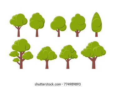 Vector illustration. Set of different trees on a white background.