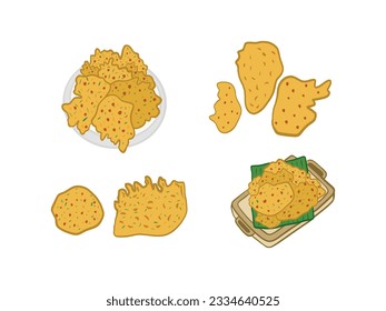 Vector illustration of a set of different types of nachos
