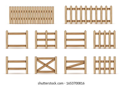 Vector illustration set of different wood fences