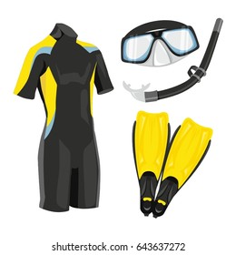 Vector illustration set of diver