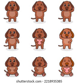 Vector illustration set of Dog cartoon. Bundle of cute Dog set. Set of animals. Cartoon and vector isolated characters. A collection of animals in the children's style.