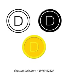 vector illustration of set of doge coin icons. flat design vector isolated on white background.