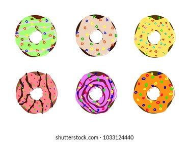 vector illustration of a set of donuts