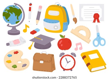 Vector illustration set of doodle back to school icon elements for digital stamp,greeting card,sticker,icon,design