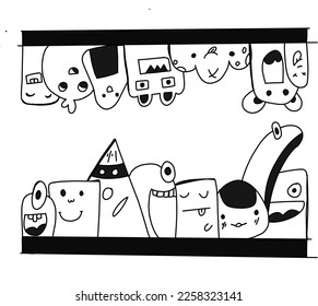 Ilustración vectorial de un conjunto de ilustraciones de doodle. Ilustración del doodle de vector dibujado a mano de música
